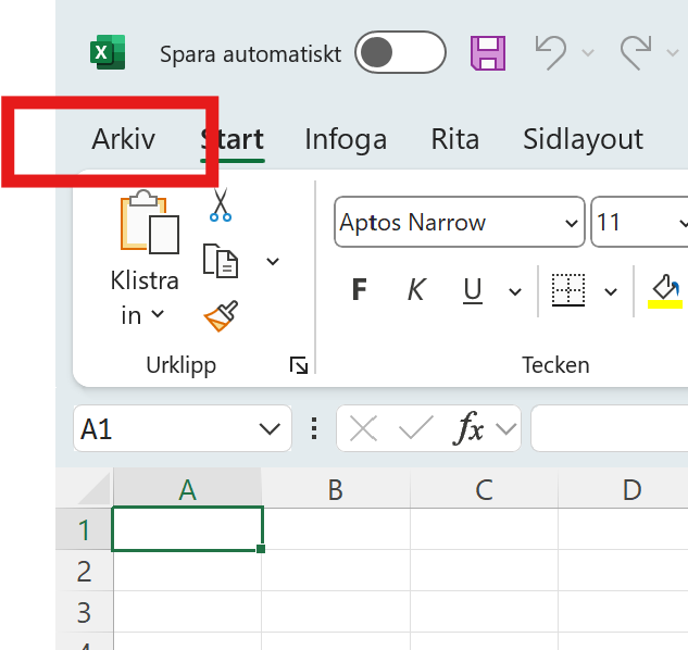 Arkivenyn i Excel