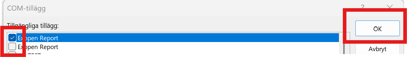 Inaktiva programtillägg aktiverar