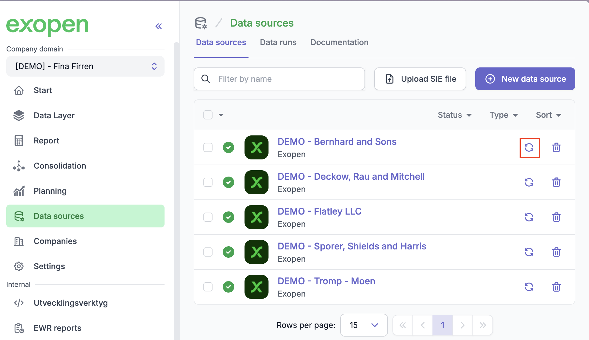 Synchronize selected data source